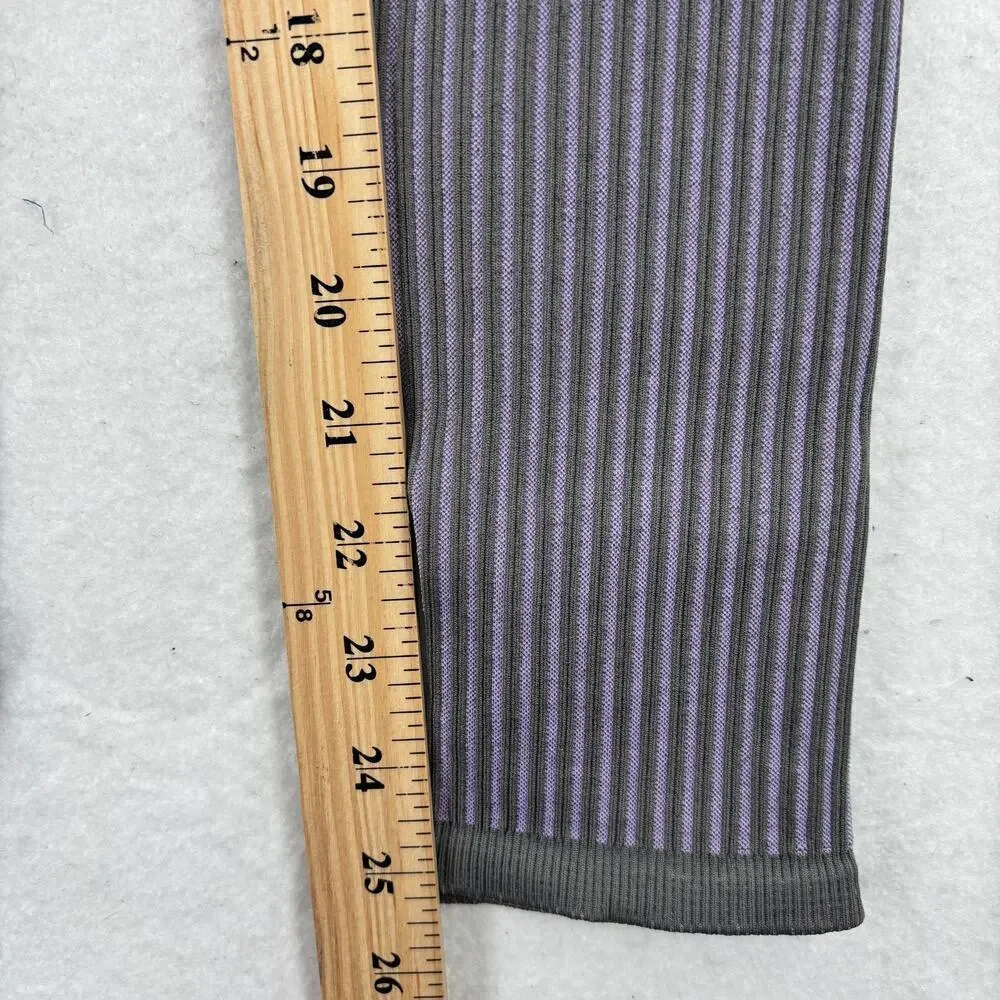 Fabletics Leggings Size S High Waist Ankle Seamless Ribbed Purple‎ Gray